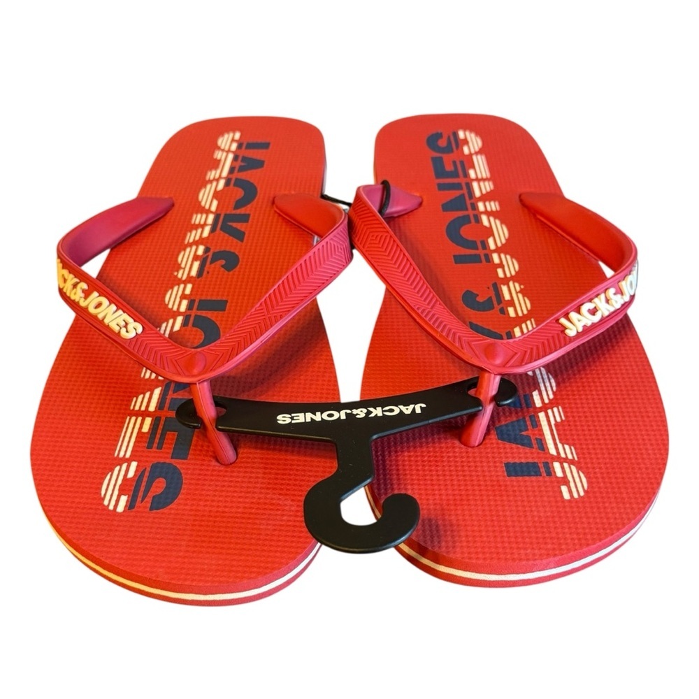 Men’s Jack & Jones Logo red flip flops. Size 9/10
